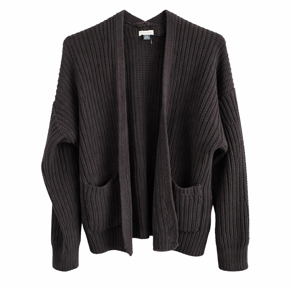 American Eagle Outfitters Black Ribbed Cardigan